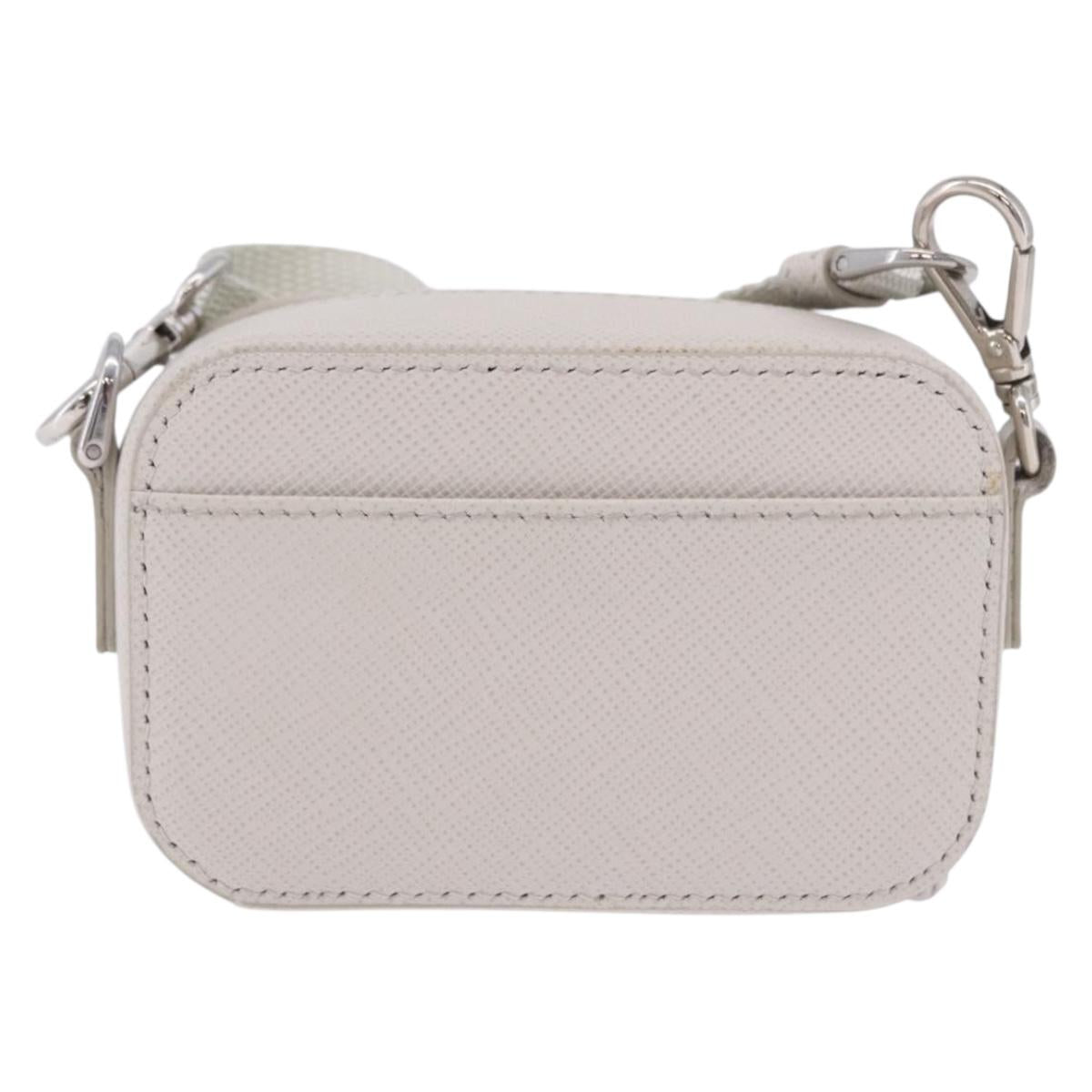 PRADA Shoulder Pouch Saffiano Ivory Silver