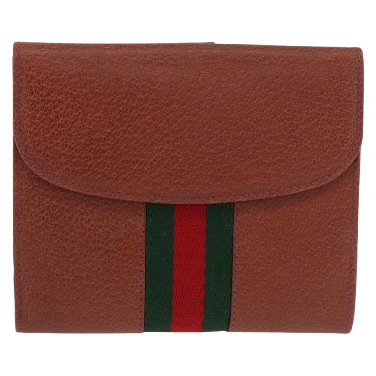 GUCCI Web Sherry Line Bifold Wallet Leather Brown 035 184 1647