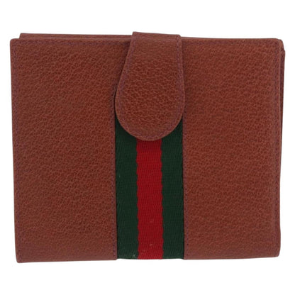 GUCCI Web Sherry Line Bifold Wallet Leather Brown 035 184 1647