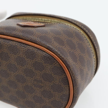 CELINE Macadam Canvas Mini Vanity Hand Bag PVC Leather Brown Gold