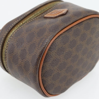 CELINE Macadam Canvas Mini Vanity Hand Bag PVC Leather Brown Gold