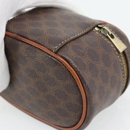 CELINE Macadam Canvas Mini Vanity Hand Bag PVC Leather Brown Gold
