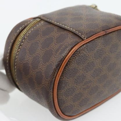CELINE Macadam Canvas Mini Vanity Hand Bag PVC Leather Brown Gold
