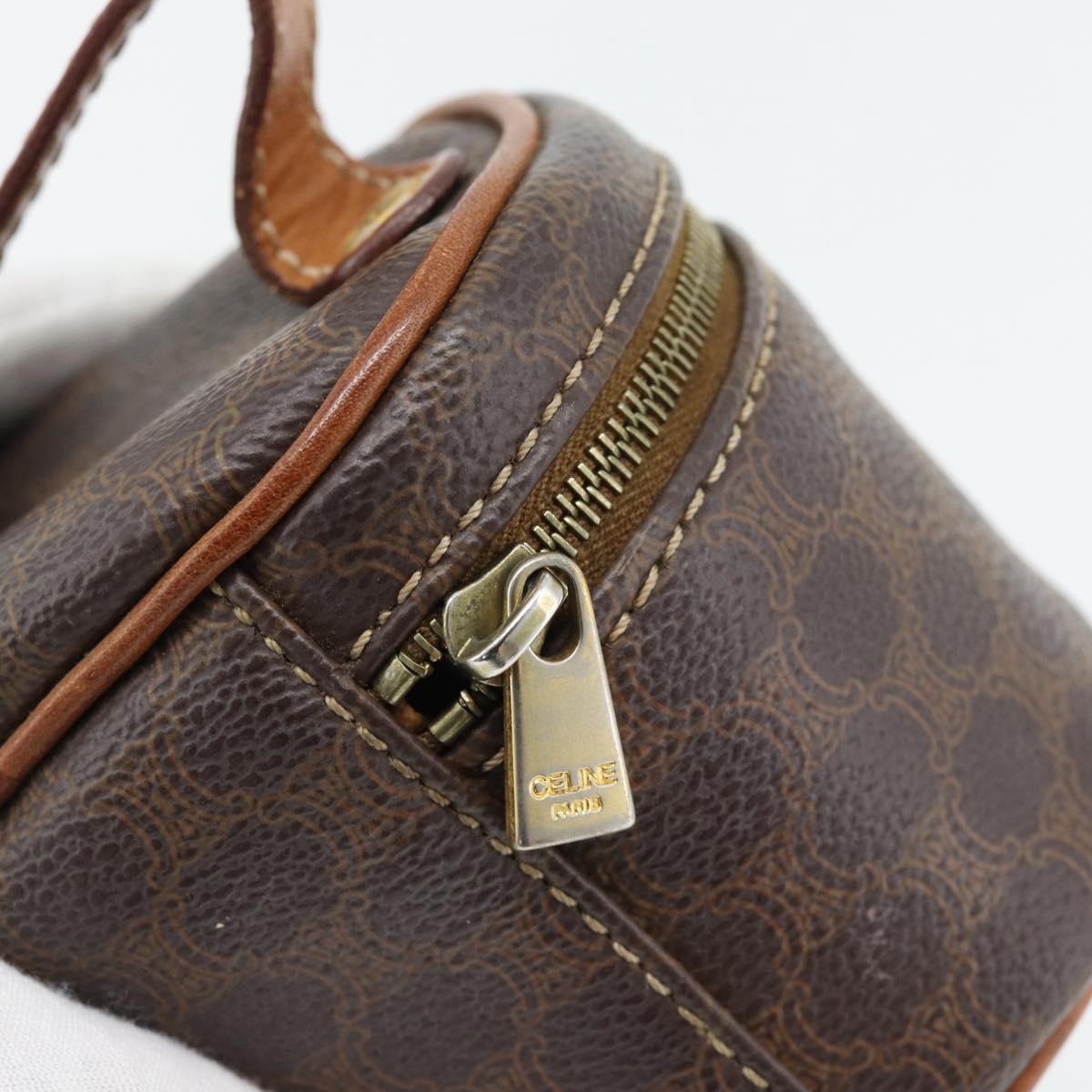CELINE Macadam Canvas Mini Vanity Hand Bag PVC Leather Brown Gold
