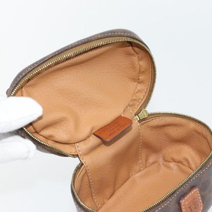 CELINE Macadam Canvas Mini Vanity Hand Bag PVC Leather Brown Gold