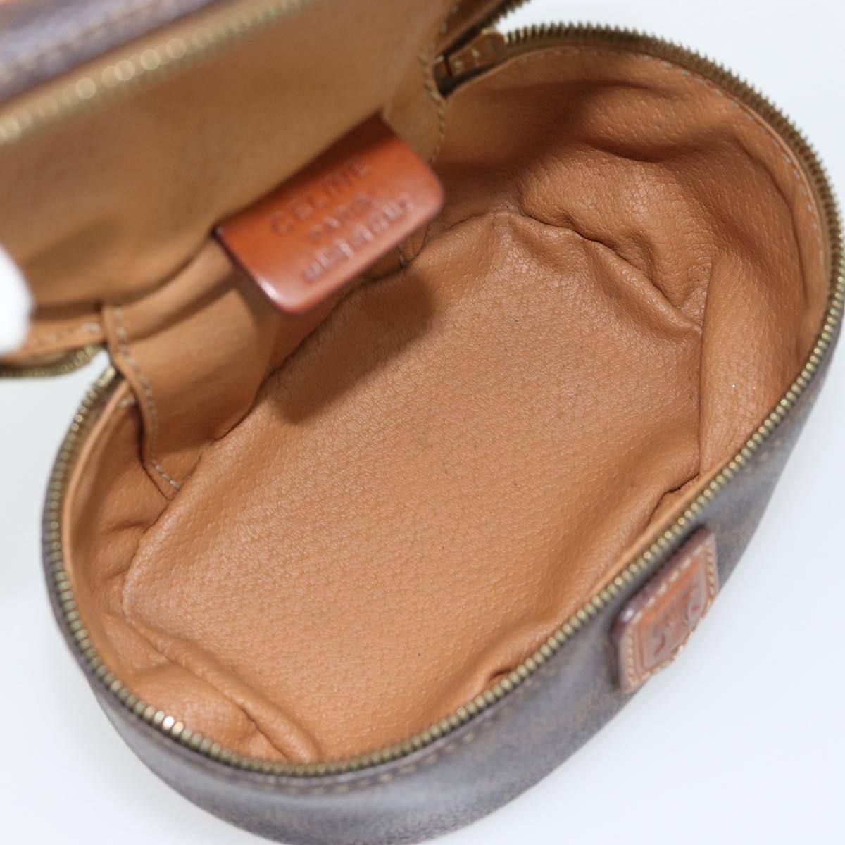 CELINE Macadam Canvas Mini Vanity Hand Bag PVC Leather Brown Gold